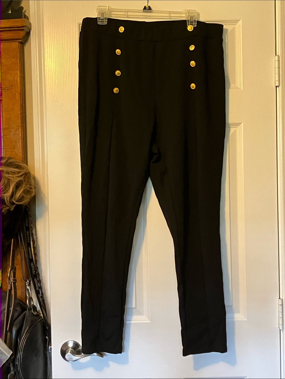 3/$30. SHEIN Black Dress Pants with Gold Button Detail Size 3XL